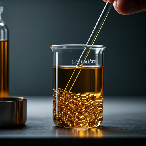 Precision perfume oil measurement in a professional lab.